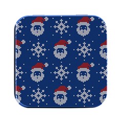 Santa Clauses Wallpaper Square Metal Box (black) by artworkshop