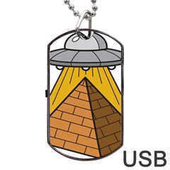 Unidentified Flying Object Ufo Under The Pyramid Dog Tag Usb Flash (one Side) by Sarkoni