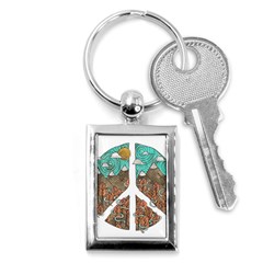 Psychedelic Art Painting Peace Drawing Landscape Art Peaceful Key Chain (rectangle) by Sarkoni