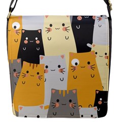 Seamless Pattern Cute Cat Cartoons Flap Closure Messenger Bag (s) by Bedest