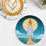 Space Exploration Illustration UV Print Round Tile Coaster Front