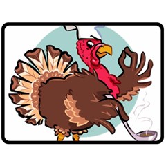 Turkey Chef Cooking Food Cartoon Fleece Blanket (large) by Sarkoni