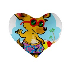 Beach Chihuahua Dog Pet Animal Standard 16  Premium Flano Heart Shape Cushions by Sarkoni