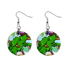 Parrot Hat Cartoon Captain Mini Button Earrings by Sarkoni