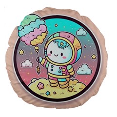 Boy Astronaut Cotton Candy Large 18  Premium Round Cushions by Bedest