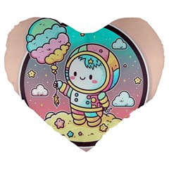 Boy Astronaut Cotton Candy Large 19  Premium Heart Shape Cushions by Bedest