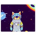 Cat Astronaut Space Retro Universe Premium Plush Fleece Blanket (Medium) 60 x50  Blanket Front