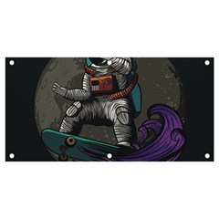 Illustration Astronaut Cosmonaut Paying Skateboard Sport Space With Astronaut Suit Banner And Sign 4  X 2  by Ndabl3x