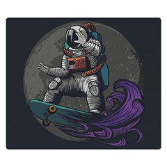 Illustration Astronaut Cosmonaut Paying Skateboard Sport Space With Astronaut Suit Premium Plush Fleece Blanket (small) by Ndabl3x