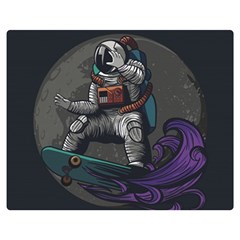 Illustration Astronaut Cosmonaut Paying Skateboard Sport Space With Astronaut Suit Premium Plush Fleece Blanket (medium) by Ndabl3x