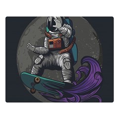 Illustration Astronaut Cosmonaut Paying Skateboard Sport Space With Astronaut Suit Premium Plush Fleece Blanket (large) by Ndabl3x