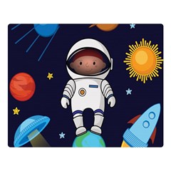 Boy Spaceman Space Rocket Ufo Planets Stars Premium Plush Fleece Blanket (large) by Ndabl3x