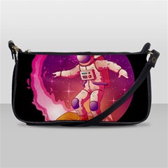 Astronaut Spacesuit Standing Surfboard Surfing Milky Way Stars Shoulder Clutch Bag by Ndabl3x