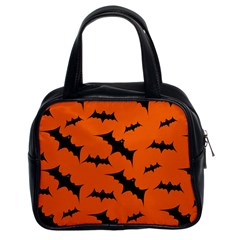 Halloween Card With Bats Flying Pattern Classic Handbag (two Sides) by Hannah976