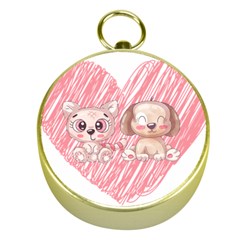 Cat Kitten Feline Pet Animal Cute Gold Compasses by Sarkoni