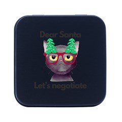 Cute Cat Glasses Christmas Tree Square Metal Box (black) by Sarkoni