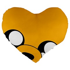 Adventure Time Cartoon Face Funny Happy Toon Large 19  Premium Flano Heart Shape Cushions by Bedest