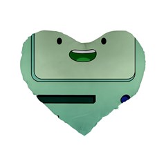 Adventure Time Bmo Beemo Green Standard 16  Premium Flano Heart Shape Cushions by Bedest