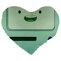 Adventure Time Bmo Beemo Green Large 19  Premium Flano Heart Shape Cushions by Bedest