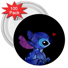 Stitch Love Cartoon Cute Space 3  Buttons (100 Pack)  by Bedest