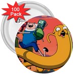 Finn And Jake Adventure Time Bmo Cartoon 3  Buttons (100 pack)  Front