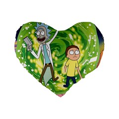 Rick And Morty Adventure Time Cartoon Standard 16  Premium Heart Shape Cushions by Bedest