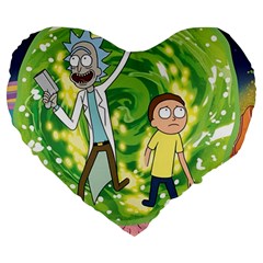 Rick And Morty Adventure Time Cartoon Large 19  Premium Heart Shape Cushions by Bedest