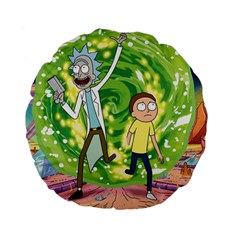 Rick And Morty Adventure Time Cartoon Standard 15  Premium Flano Round Cushions by Bedest