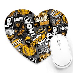 Boom Bang Art Crazy Drawing Graffiti Hello Retro Sayings Yellow Heart Mousepad by Bedest