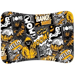 Boom Bang Art Crazy Drawing Graffiti Hello Retro Sayings Yellow Velour Seat Head Rest Cushion by Bedest