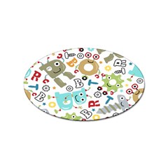 Seamless Pattern Vector With Funny Robots Cartoon Sticker Oval (100 Pack) by Hannah976