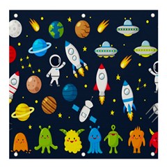 Big Set Cute Astronauts Space Planets Stars Aliens Rockets Ufo Constellations Satellite Moon Rover V Banner And Sign 4  X 4  by Hannah976