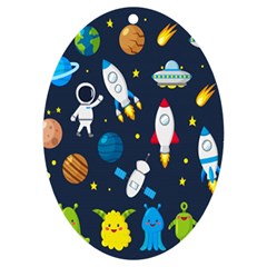 Big Set Cute Astronauts Space Planets Stars Aliens Rockets Ufo Constellations Satellite Moon Rover V Uv Print Acrylic Ornament Oval by Hannah976