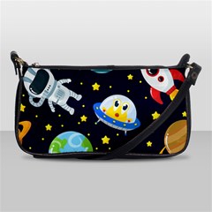 Space Seamless Pattern Illustration Shoulder Clutch Bag by Hannah976