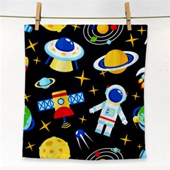 Space Seamless Pattern Cartoon Art Face Towel by Hannah976