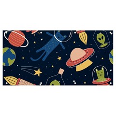 Seamless Pattern With Funny Aliens Cat Galaxy Banner And Sign 8  X 4  by Hannah976