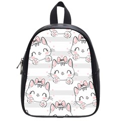 Cat With Bow Pattern School Bag (small) by Hannah976