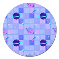 Seamless Pattern Pastel Galaxy Future Magnet 5  (round) by Hannah976