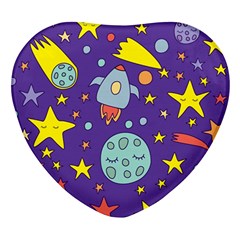 Card With Lovely Planets Heart Glass Fridge Magnet (4 Pack) by Hannah976