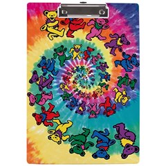 Grateful Dead Bears Tie Dye Vibrant Spiral A4 Acrylic Clipboard by Bedest