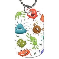 Dangerous Streptococcus Lactobacillus Staphylococcus Others Microbes Cartoon Style Vector Seamless P Dog Tag (one Side) by Ravend