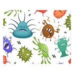 Dangerous Streptococcus Lactobacillus Staphylococcus Others Microbes Cartoon Style Vector Seamless P Two Sides Premium Plush Fleece Blanket (Large) 80 x60  Blanket Front