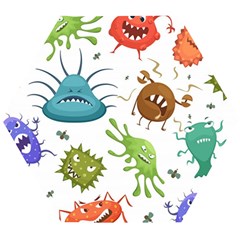 Dangerous Streptococcus Lactobacillus Staphylococcus Others Microbes Cartoon Style Vector Seamless P Wooden Puzzle Hexagon by Ravend