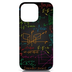 Mathematical Colorful Formulas Drawn By Hand Black Chalkboard Iphone 14 Pro Max Black Uv Print Case by Ravend