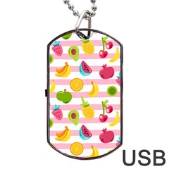 Tropical Fruits Berries Seamless Pattern Dog Tag Usb Flash (two Sides) by Ravend