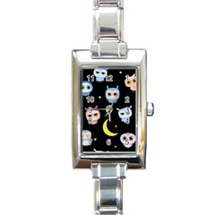 Cute Art Print Pattern Rectangle Italian Charm Watch by Apen