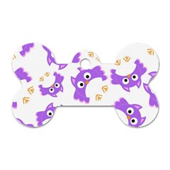 Purple Owl Pattern Background Dog Tag Bone (two Sides) by Apen