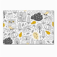 Doodle Seamless Pattern With Autumn Elements Postcards 5  X 7  (pkg Of 10) by Ravend