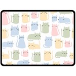 Cute Cat Colorful Cartoon Doodle Seamless Pattern Fleece Blanket (Large) 80 x60  Blanket Front