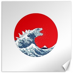 The Great Wave Of Kaiju Canvas 16  X 16  by Cendanart